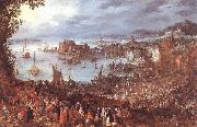 BRUEGHEL, Jan the Elder Great Fish-Market oil painting